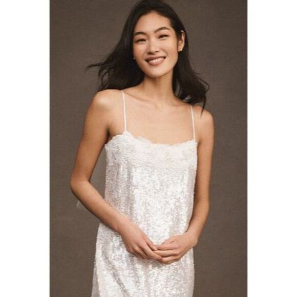 NEW BHLDN Audrey Adele Sequin Mini Shift Dress Beaded Sequin Bridal‎ Large - Picture 3 of 13